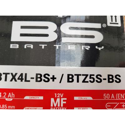 Batterie BS BATTERY sans entretien SANS pack acide - BTX4L+ / BTZ5S